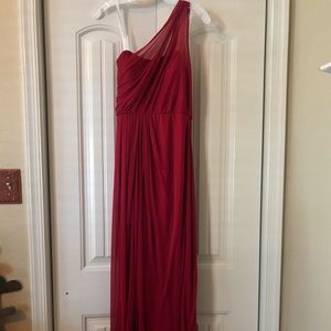 Never worn, one shoulder mesh bridesmaid dress